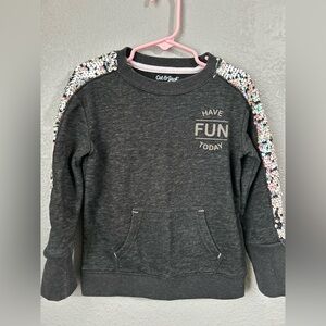 Cat & Jack Charcoal Sweatshirt with Sequin Shoulders
